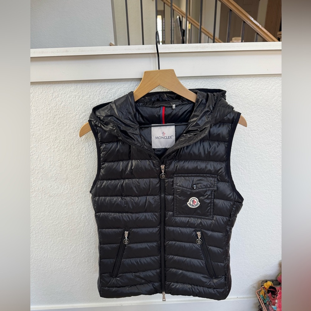 Moncler Shiny Black Puffer Vest - Picture 7 of 14